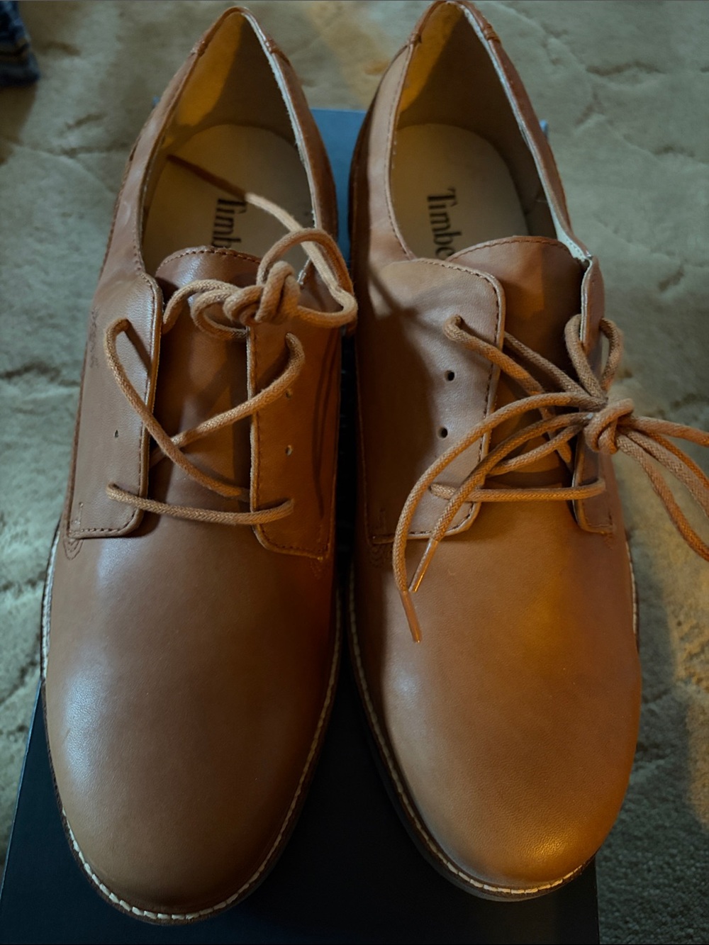 Timberland Men’s Tan Leather Derby Lace-Up Shoes